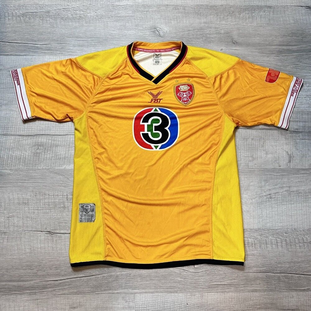 BEC TERO SASANA 2012 Thailand Football Shirt Men's Large Yellow Soccer Jersey